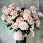 Цветочная композиция из французских роз и эвкалипта