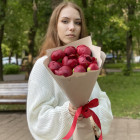 Букет из 9 бордовых пионов